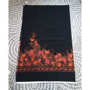 Printmaker Floral Fabric Indian 3 YDS Black Floral Bottom Drapey Asian Saree